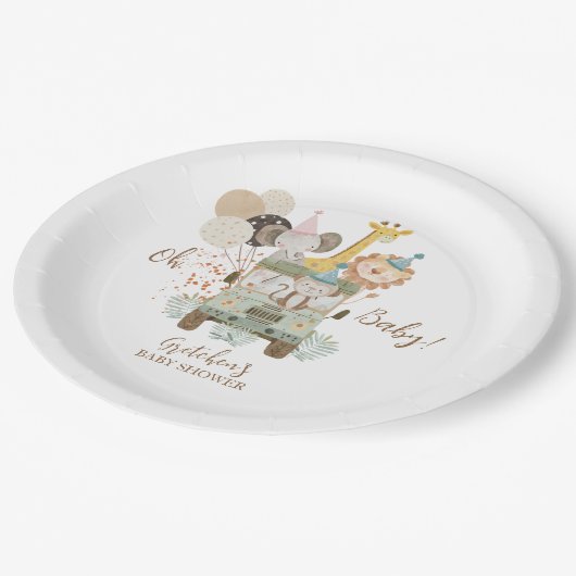 Assiettes En Carton Safari Camion Jungle Animaux Boho Baby shower (Angle)