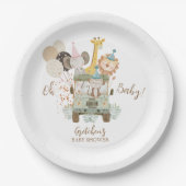 Assiettes En Carton Safari Camion Jungle Animaux Boho Baby shower (Devant)