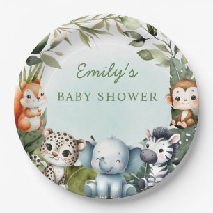 Assiettes En Carton Safari dans la jungle tropicale Baby shower végéta
