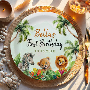 Assiettes En Carton Safari de la Jungle tropicale Animaux Anniversaire