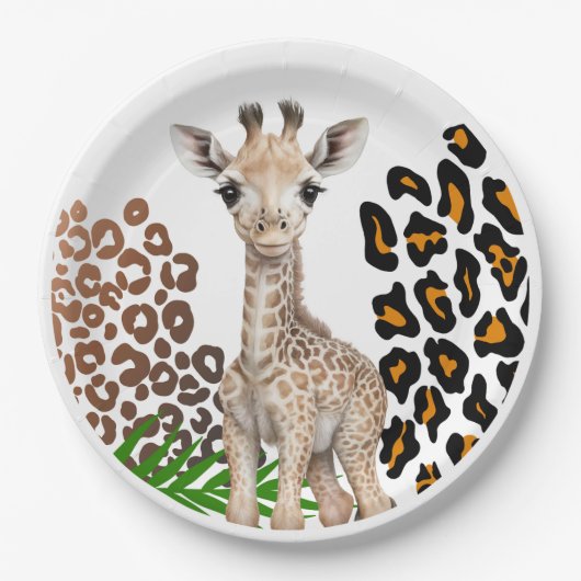 Assiettes En Carton Safari Giraffe Anniversaire Wild One Two Wild Part (Devant)