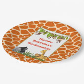 Assiettes En Carton Safari Jungle Animal thème Joyeux anniversaire (Angle)