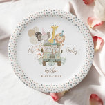 Assiettes En Carton Safari Jungle Animaux Boho Baby shower<br><div class="desc">Un camion Safari avec les plus mignons petits animaux sauvages et ballons festifs fait un endroit idéal pour votre thème de safari baby shower de boho. Veuillez consulter notre ensemble d'invitations de baby shower correspondant,  et plus sur cette page.</div>