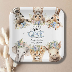 Assiettes En Carton Safari Jungle Animaux Garçon Baby shower Plaque en