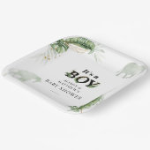 Assiettes En Carton Safari Jungle Elephant Giraffe Baby shower garçon (Angulaire)