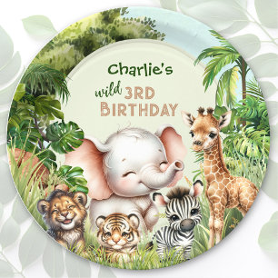 Assiettes En Carton Safari Jungle ZOO Beaux animaux sauvages 3e annive
