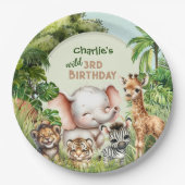 Assiettes En Carton Safari Jungle ZOO Beaux animaux sauvages 3e annive (Devant)
