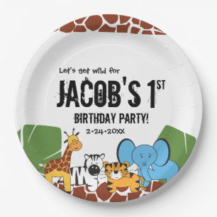 Assiettes En Carton Safari personnalisé 1er anniversaire
