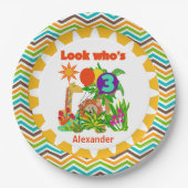 Assiettes En Carton Safari personnalisé 3e Plaques papier d'anniversai (Devant)