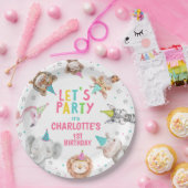 Assiettes En Carton Safari rose moderne appelant Animaux de fête Anniv (Fête)