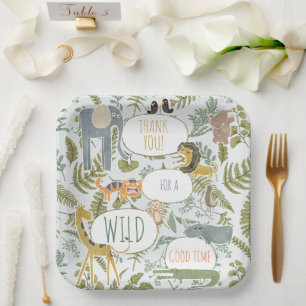 Assiettes En Carton Safari sauvage Animaux africains Baby shower botan
