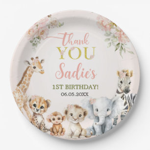 Assiettes En Carton Safari Sweet Girl Fleur Anniversaire