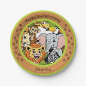 Assiettes En Carton Safari Tropical Jungle Animaux mignonette fête du (Devant)