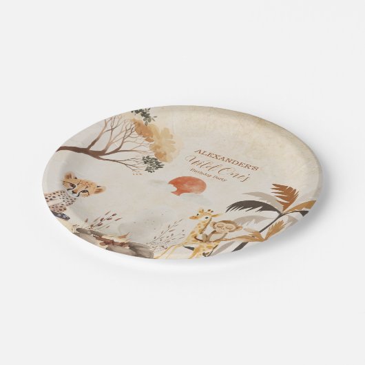 Assiettes En Carton Safari tropical sauvage Une jungle Animaux Anniver (Angle)
