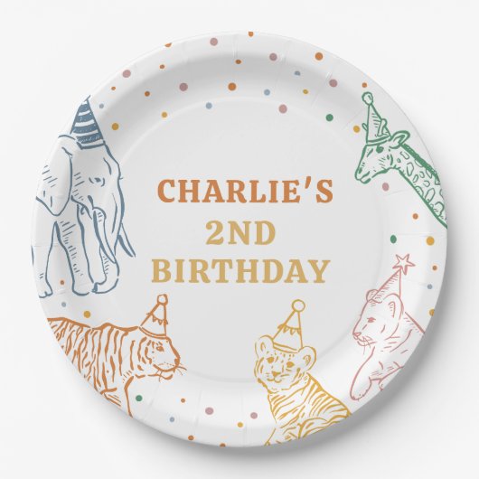 Assiettes En Carton Safari Wild Animals 2nd Birthday (Devant)