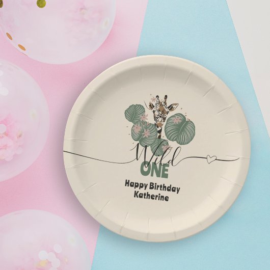 Assiettes En Carton Safari Wild One Giraffe Animal Anniversaire