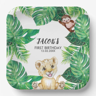 Assiettes En Carton Safari Wild One Jungle Animal 1er Anniversaire