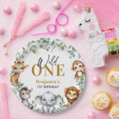 Assiettes En Carton Safari Wild One | Jungle Animaux 1er Anniversaire (Fête)