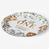 Assiettes En Carton Safari Wild One | Jungle Animaux 1er Anniversaire (Angle)
