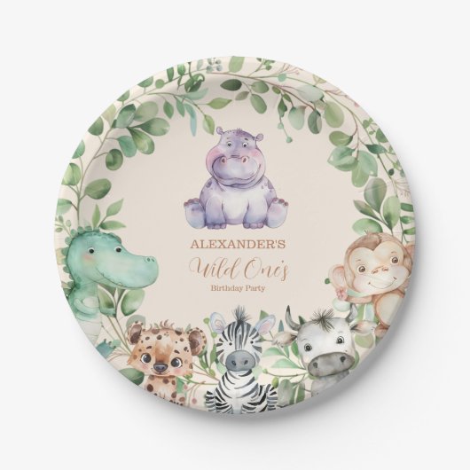 Assiettes En Carton Safari Wild Un Anniversaire (Devant)