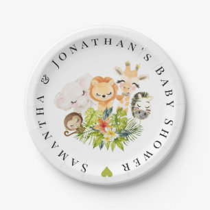 Assiettes En Carton Safari Wild Zoo Baby Animaux Baby shower