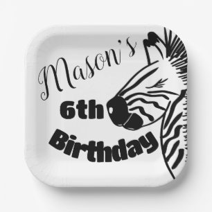 Assiettes En Carton Safari Zèbre Dessin à la Main Fête Anniversaire 