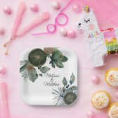 Assiettes En Carton Sage green and gold wedding, engagement, couple (Fête)