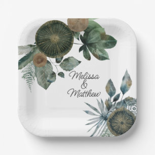 Assiettes En Carton Sage green and gold wedding, engagement, couple