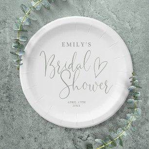 Assiettes En Carton Sage Green Calligraphie Mariage