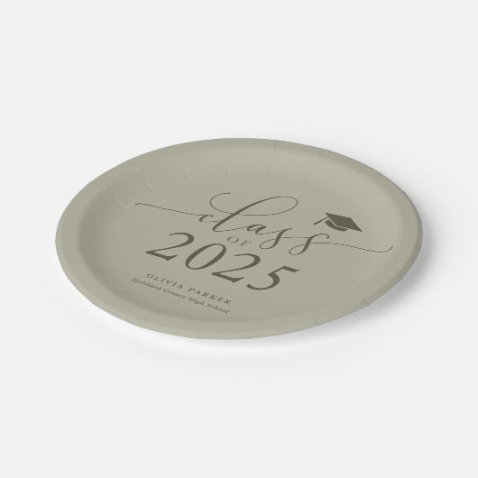 Assiettes En Carton Sage Green Class of 2025 Graduation Party (Angle)