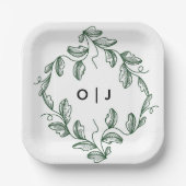 Assiettes En Carton Sage Green Classic Floral Wedding (Recto)