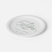 Assiettes En Carton Sage Green Delicate Élégant Mariage de script (Angle)