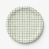 Assiettes En Carton Sage Green En vichy (Devant)