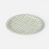 Assiettes En Carton Sage Green En vichy (Angle)