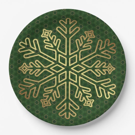 Assiettes En Carton Sage Green et Gold Snowflake personnalisable (Devant)