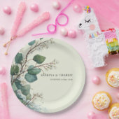 Assiettes En Carton Sage Green Eucalyptus Elegant Boho (Fête)