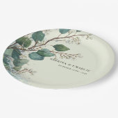Assiettes En Carton Sage Green Eucalyptus Elegant Boho (Angle)
