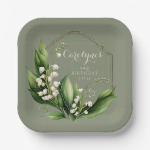 Assiettes En Carton Sage Green Floral Anniversaire