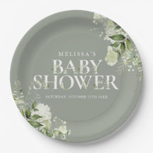 Sage Green Floral Genre Neutre Baby shower