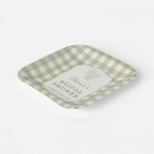 Assiettes En Carton Sage Green Gingham Bridal Shower Party (Angulaire)