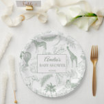 Assiettes En Carton Sage Green Jungle Safari Animals Baby Shower<br><div class="desc">Inspired by vintage wildlife sketch illustrations and delicate tropical botanicals,  this safari design brings a calm jungle elegance to the celebration. Soft sage-green animals,  leafy branches,  and airy botanical elements create a beautifully coordinated look for a stylish baby shower table.</div>