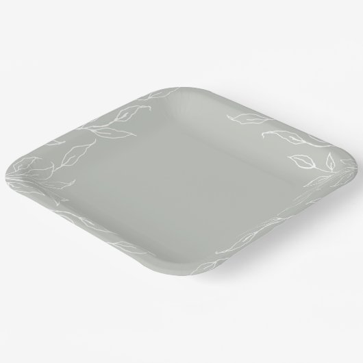 Assiettes En Carton Sage Green Leaf Motif Thanksgiving Party (Angulaire)