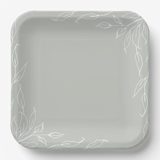 Assiettes En Carton Sage Green Leaf Motif Thanksgiving Party (Recto)