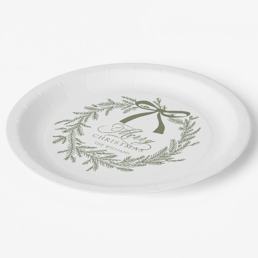 Assiettes En Carton Sage Green Noël Fête de la couronne (Angle)