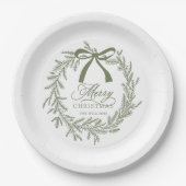 Assiettes En Carton Sage Green Noël Fête de la couronne (Devant)