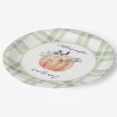 Assiettes En Carton Sage Green Notre petit Citrouille est sur le chemi (Angle)