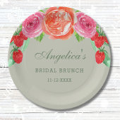 Assiettes En Carton Sage Green Peach Peony Bridal Brunch