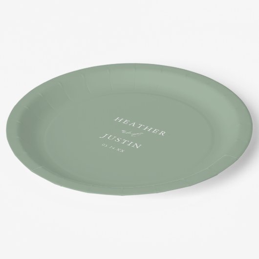Assiettes En Carton Sage Green Rustic Mariage élégant (Angle)