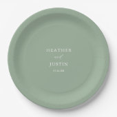 Assiettes En Carton Sage Green Rustic Mariage élégant (Devant)