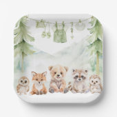 Assiettes En Carton Sage Green Woodland Adventure Awaits Baby Shower (Recto)